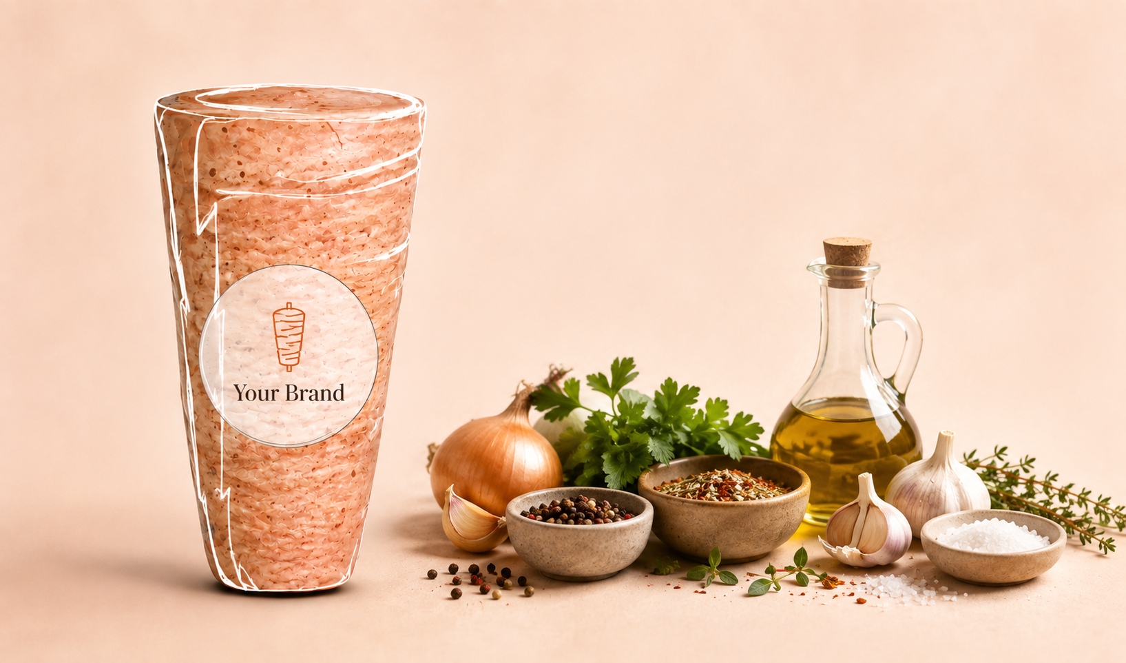 Custom Private Label Doner Cone with Your Brand and fresh ingredients